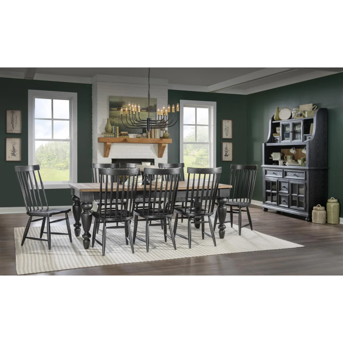 Windsor Side Chair With Tapered Spindles Chairs & Benches black 8