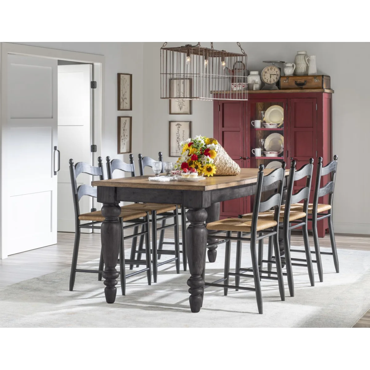 Rush Seat Ladder Back Counter Height Chair Chairs & Benches black 9