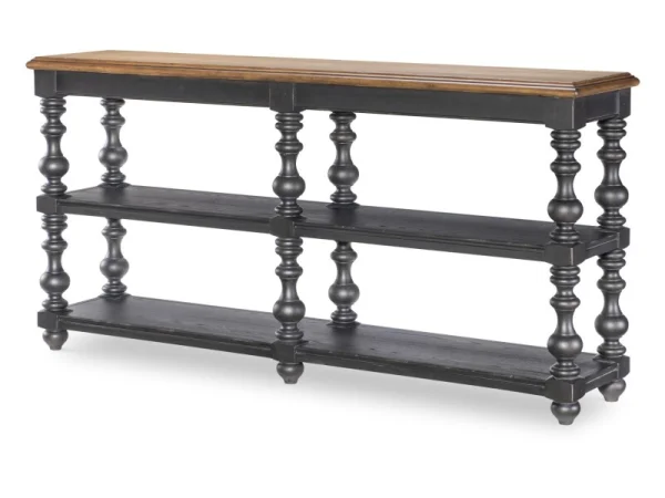 Turned Bobbin Leg Console Table Console Tables Barnwood Oak And Kettle Black