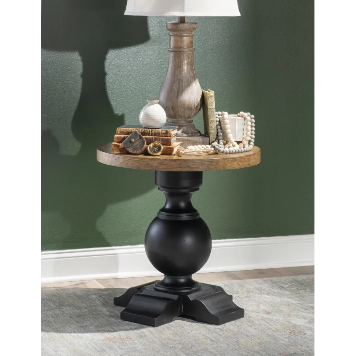 Urn Base End Table End tables Barnwood Oak And Kettle Black 7