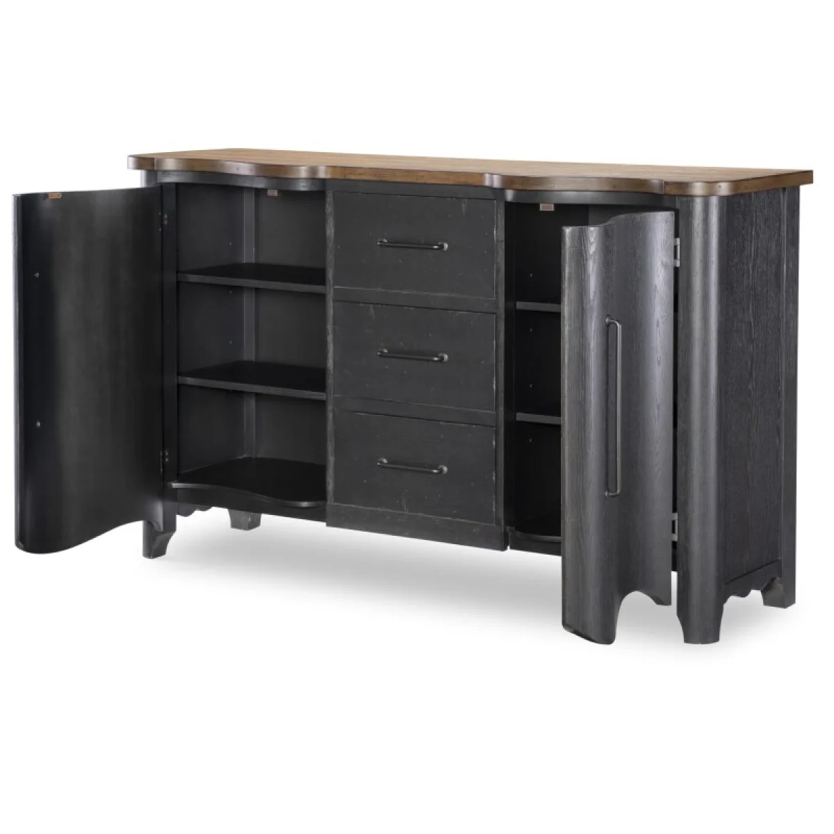 Door Chest 3 Drw Chests Barnwood Oak And Kettle Black 6