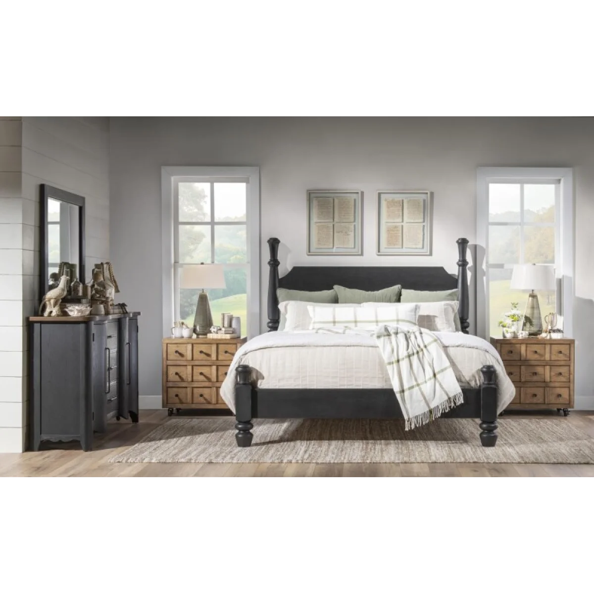Door Chest 3 Drw Chests Barnwood Oak And Kettle Black 9