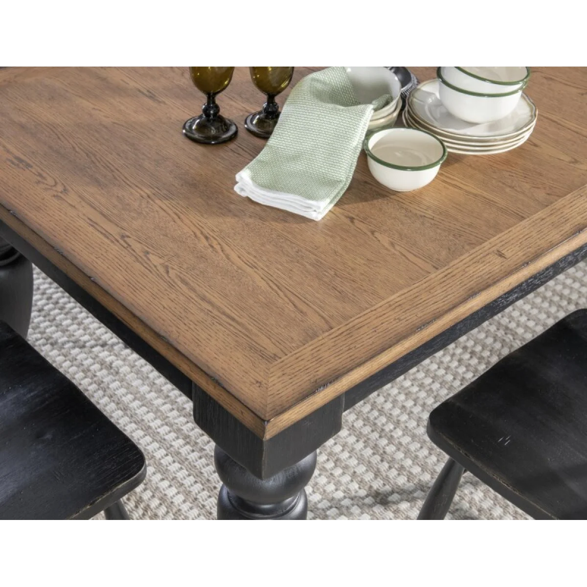 Chimney Leg Table Dining Tables Barnwood Oak And Kettle Black 12