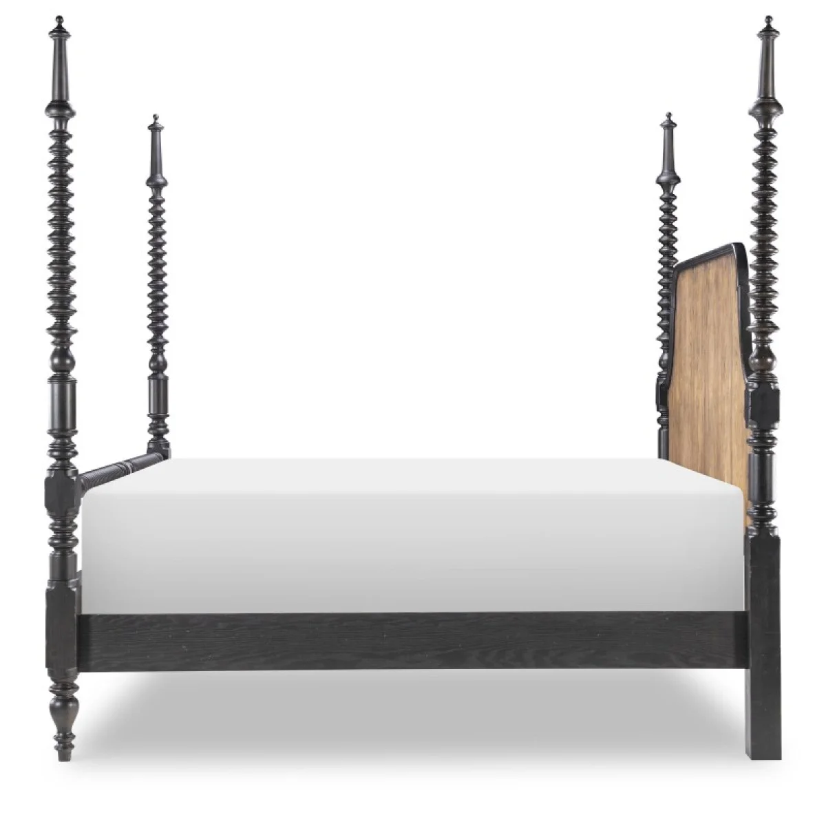 Complete Bobbin Post Bed 5/0 Queen Beds Barnwood Oak And Kettle Black 7