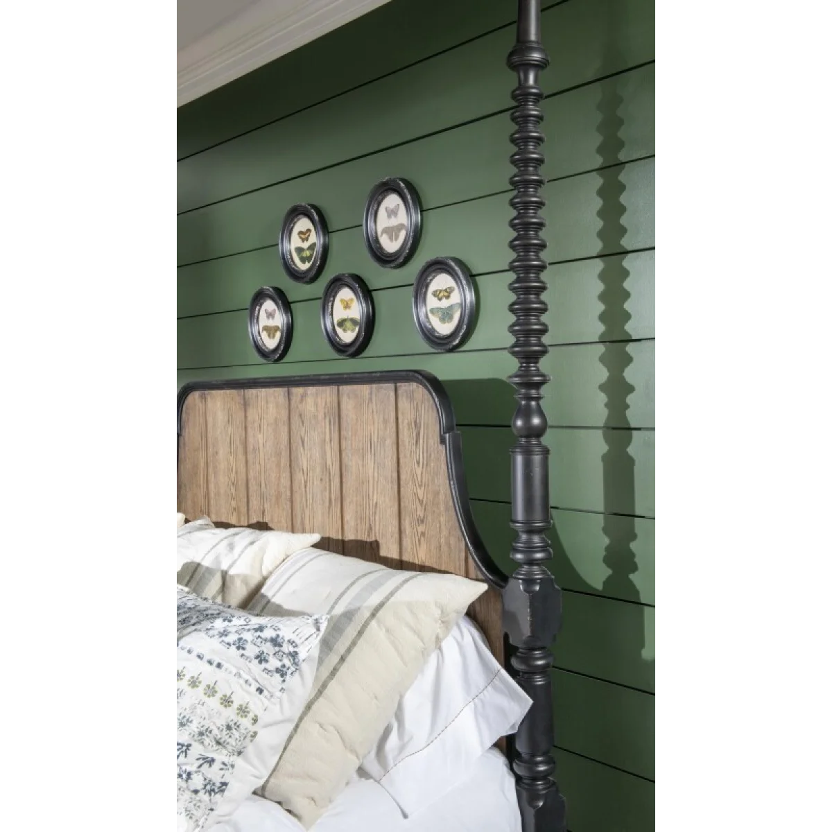 Complete Bobbin Post Bed 6/6 King Beds Barnwood Oak And Kettle Black 11