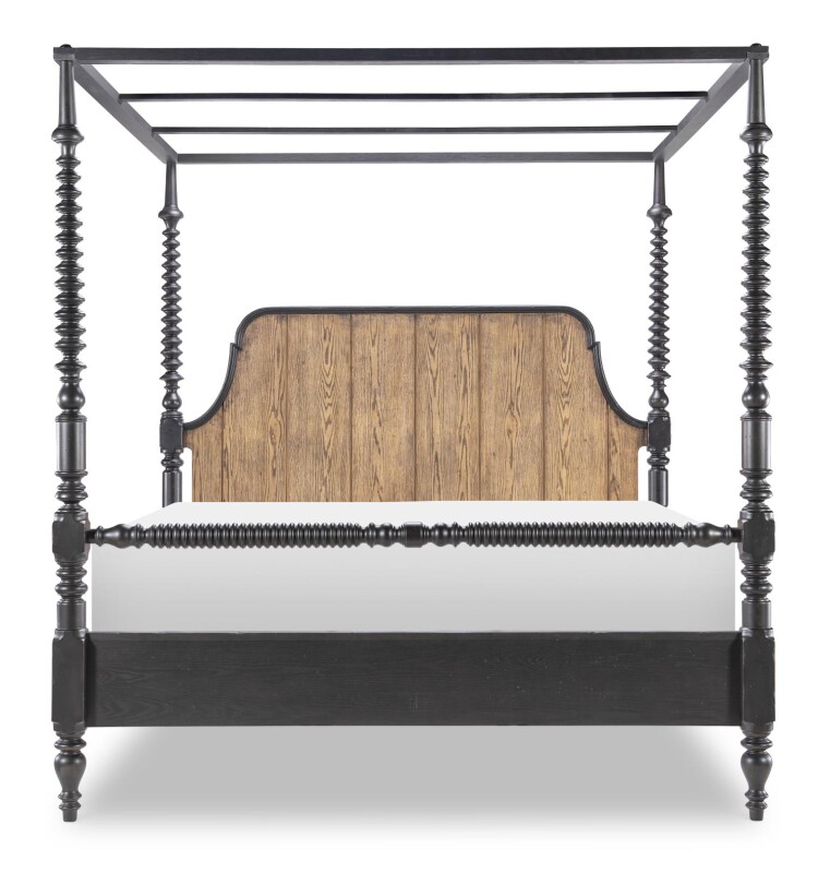 Complete Bobbin Post Canopy Bed 5/0 Queen Beds Barnwood Oak And Kettle Black 6 Complete Bobbin Post Canopy Bed 5/0 Queen Beds Barnwood Oak And Kettle Black 6