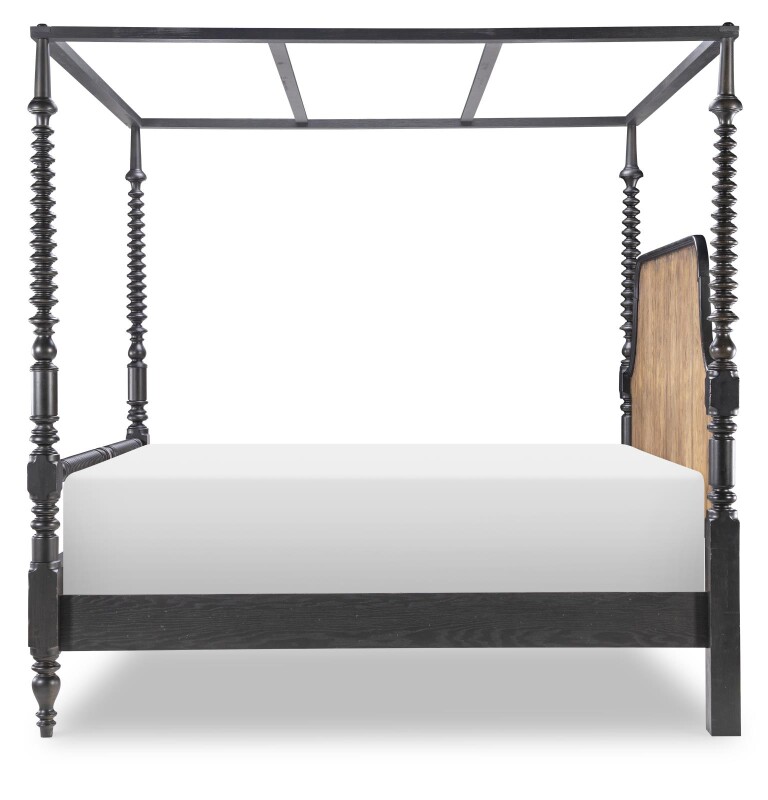 Complete Bobbin Post Canopy Bed 5/0 Queen Beds Barnwood Oak And Kettle Black 7 Complete Bobbin Post Canopy Bed 5/0 Queen Beds Barnwood Oak And Kettle Black 7