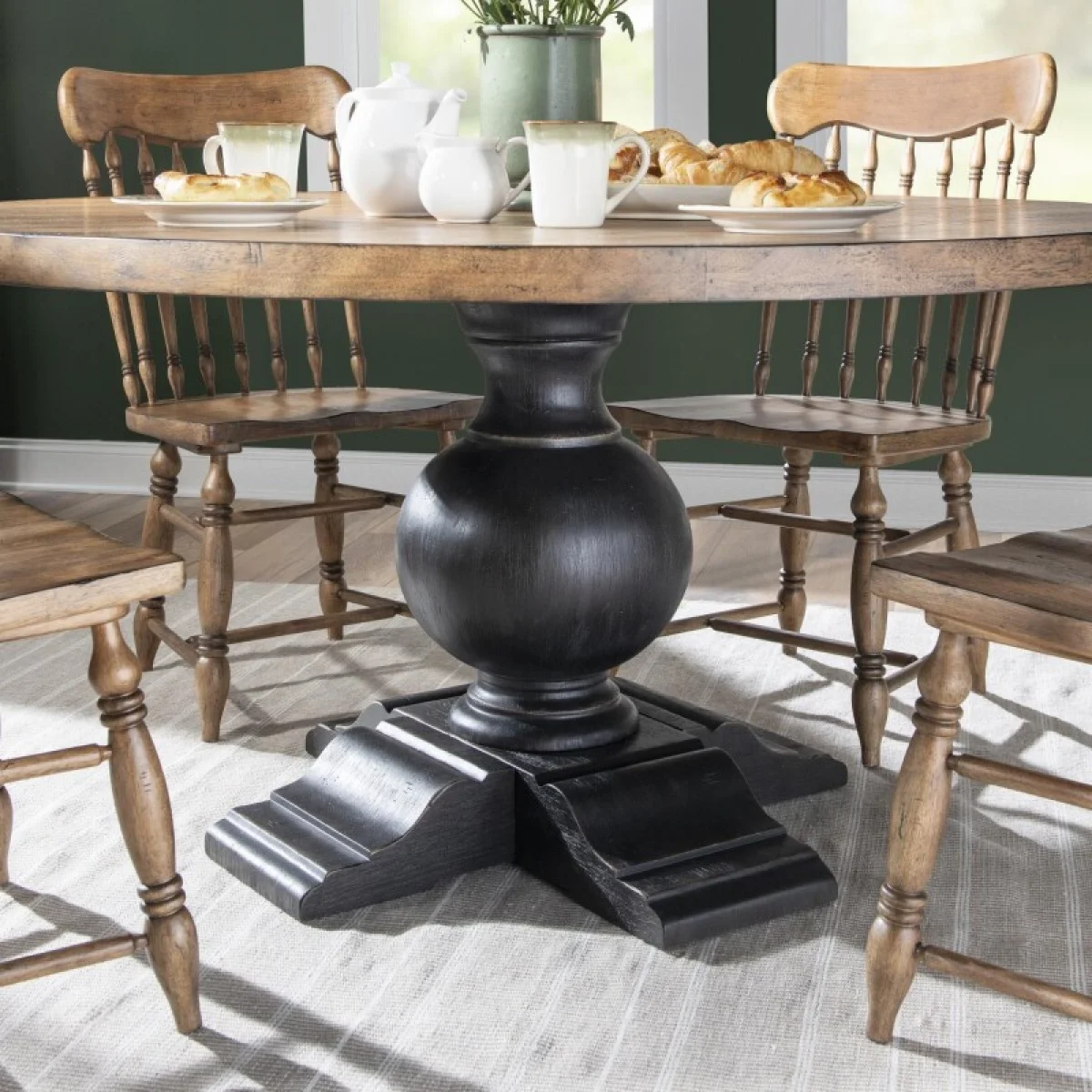 Round Dining Table Complete Dining Tables Barnwood Oak And Kettle Black 7