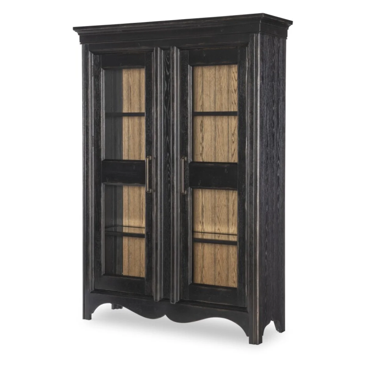 Glass Front Display Cabinet Dining Storage Barnwood Oak And Kettle Black 4