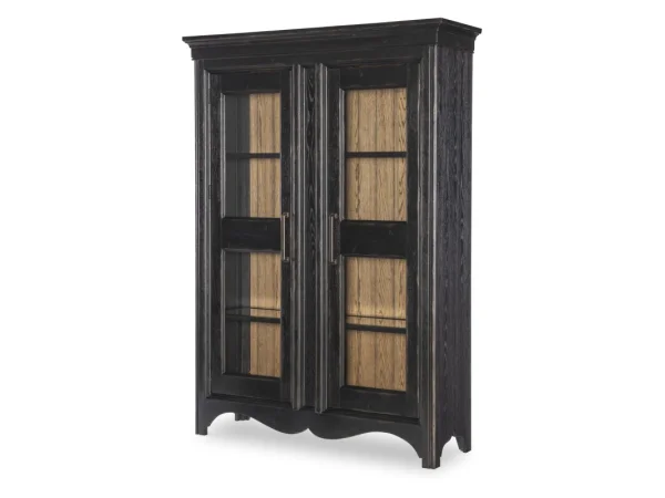 Glass Front Display Cabinet Dining Storage Barnwood Oak And Kettle Black