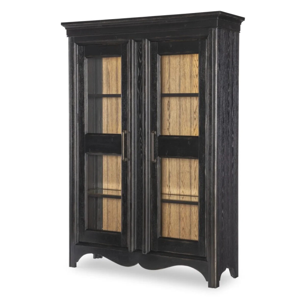 Glass Front Display Cabinet Dining Storage Barnwood Oak And Kettle Black 7