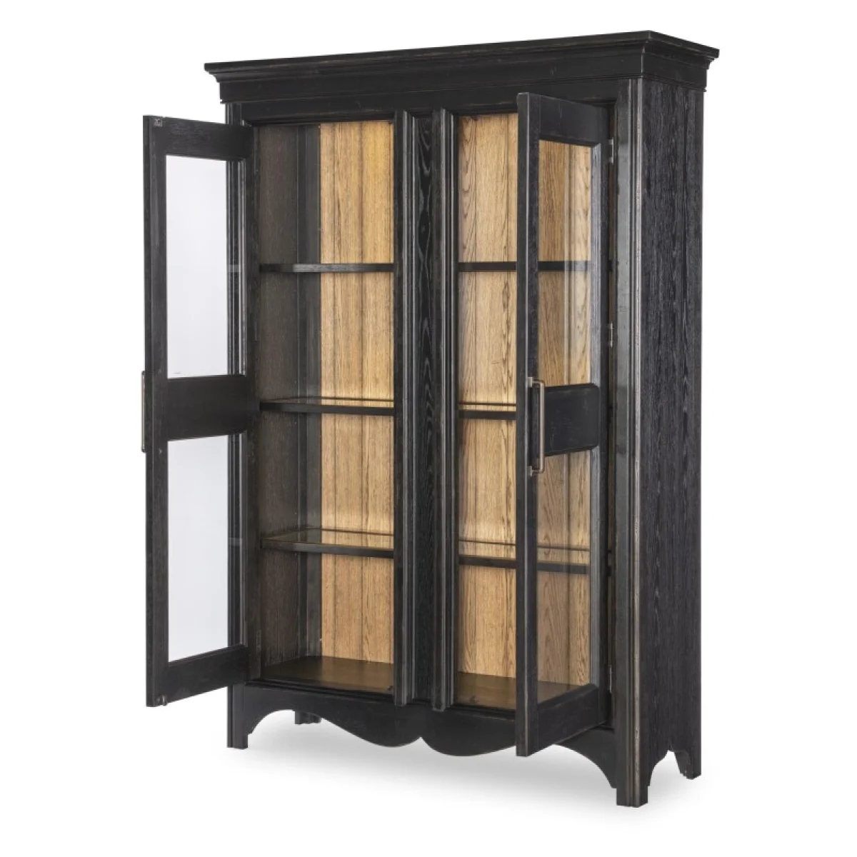 Glass Front Display Cabinet Dining Storage Barnwood Oak And Kettle Black 8