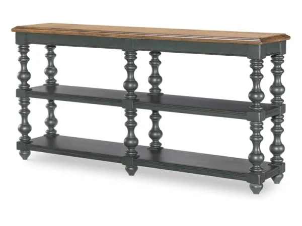 Turned Bobbin Leg Console Table Console Tables Barnwood Oak And Mallard Green