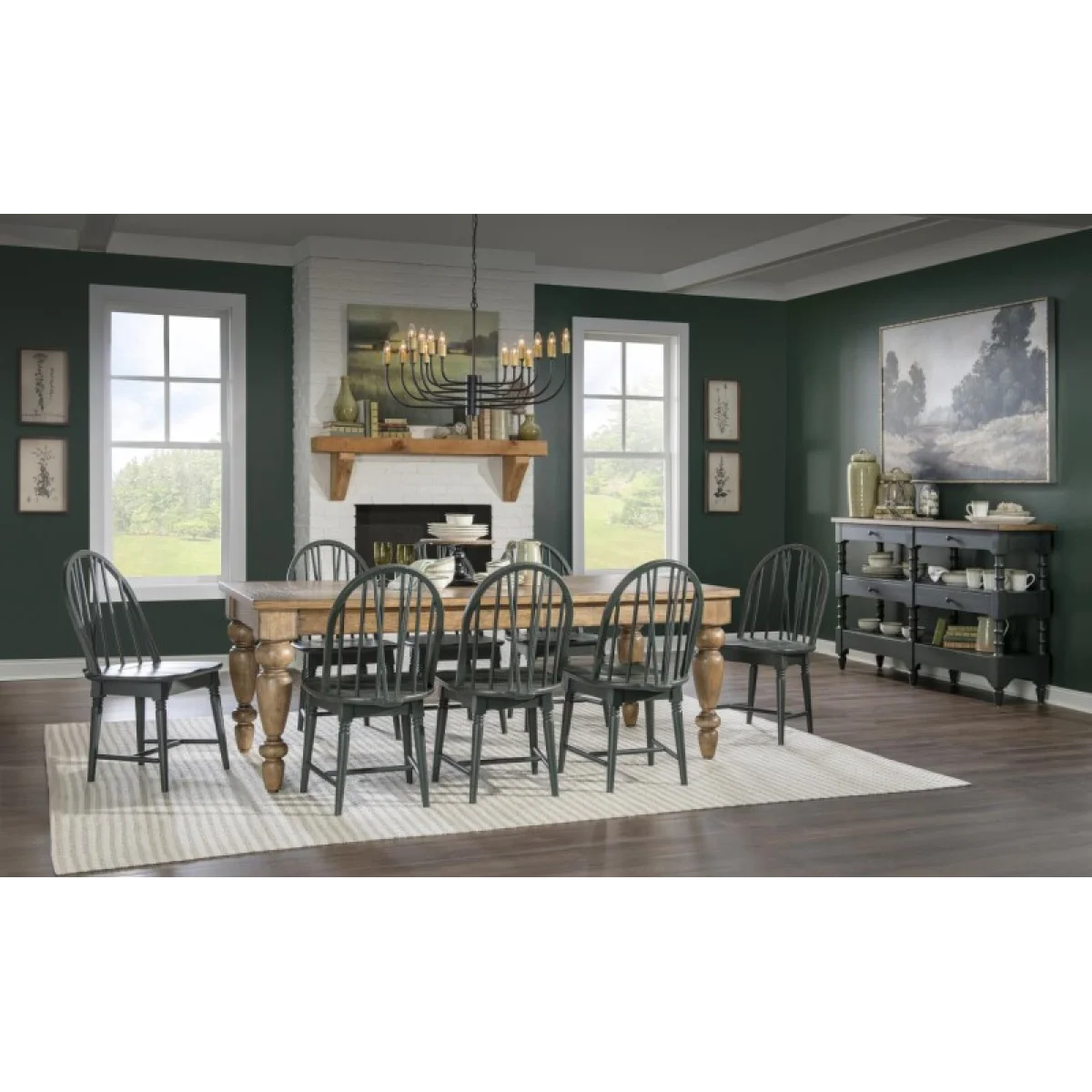 Turned Bobbin Leg Console Table Console Tables Barnwood Oak And Mallard Green 7