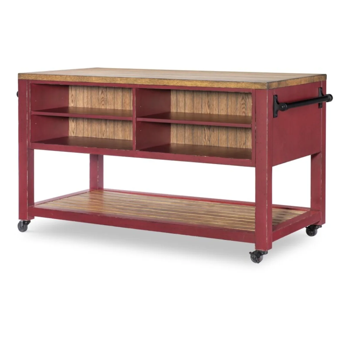 Kitchen Island 6 Drw W/casters Dining Storage Barnwood Oak And Spiced Apple 4