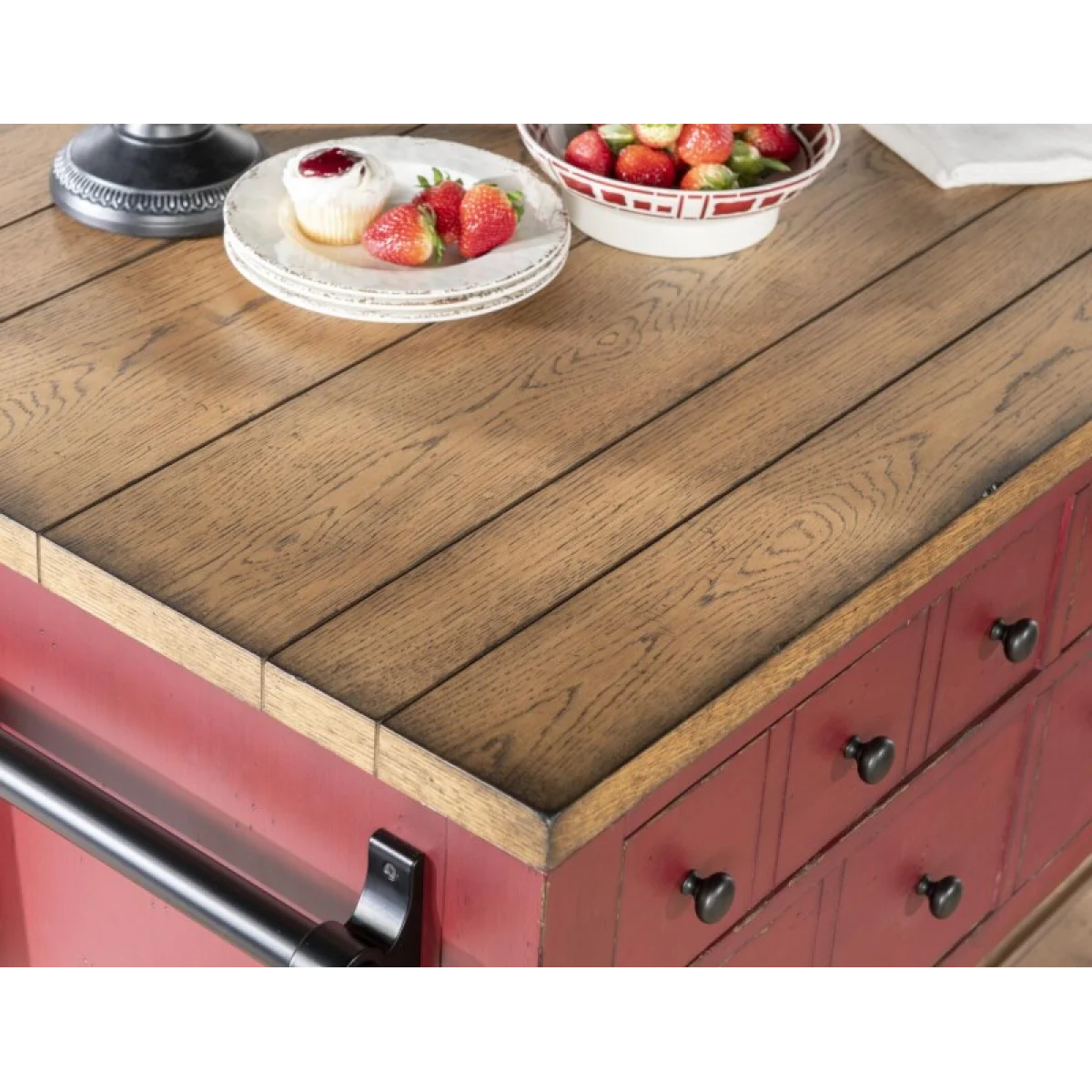 Kitchen Island 6 Drw W/casters Dining Storage Barnwood Oak And Spiced Apple 10