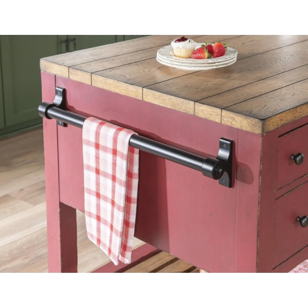 Kitchen Island 6 Drw W/casters Dining Storage Barnwood Oak And Spiced Apple 12