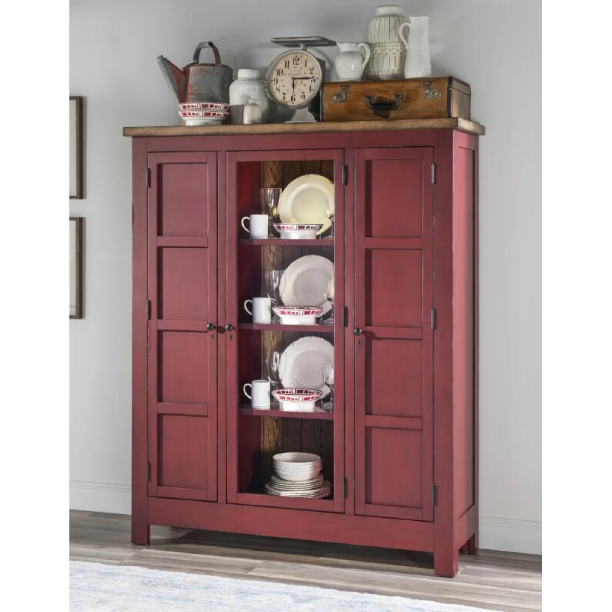 Pie Safe Dining Storage Barnwood Oak And Spiced Apple 10