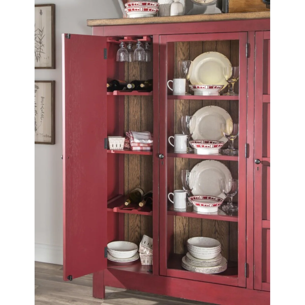 Pie Safe Dining Storage Barnwood Oak And Spiced Apple 11