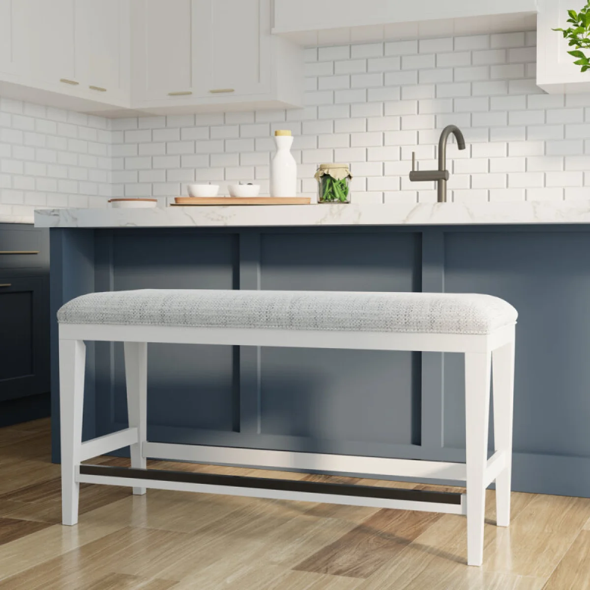 Americana Modern Dining Bench Counter Upholstered 49 In. Chairs & Benches Chairs & Benches 4