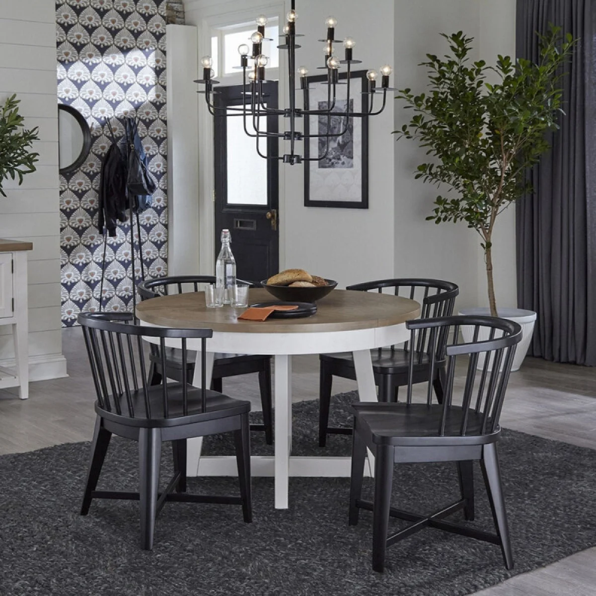Americana Modern Dining Dining Table 48 In. Round To 66 In. (18 In. Leaf) Dining Tables Cotton 4