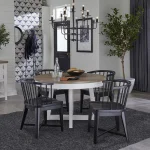 Americana Modern Dining Dining Table 48 In. Round To 66 In. (18 In. Leaf) Dining Tables Cotton 14