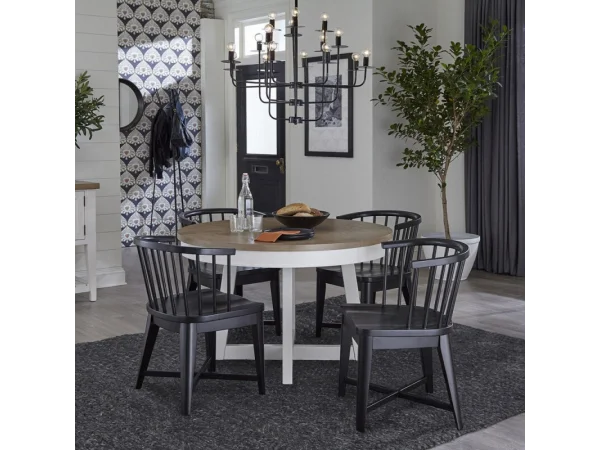 Americana Modern Dining Dining Table 48 In. Round To 66 In. (18 In. Leaf) Dining Tables Cotton 4
