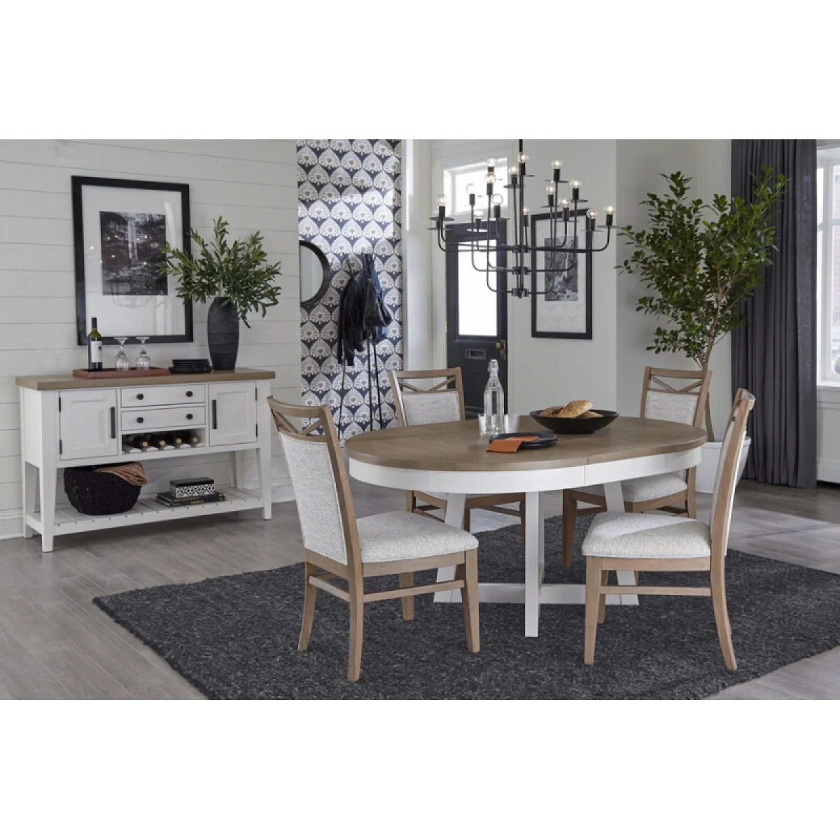 Americana Modern Dining Dining Table 48 In. Round To 66 In. (18 In. Leaf) Dining Tables Cotton 6