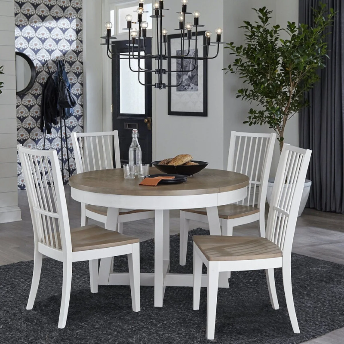 Americana Modern Dining Dining Table 48 In. Round To 66 In. (18 In. Leaf) Dining Tables Cotton 7