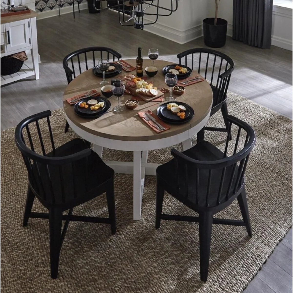 Americana Modern Dining Dining Table 48 In. Round To 66 In. (18 In. Leaf) Dining Tables Cotton 8