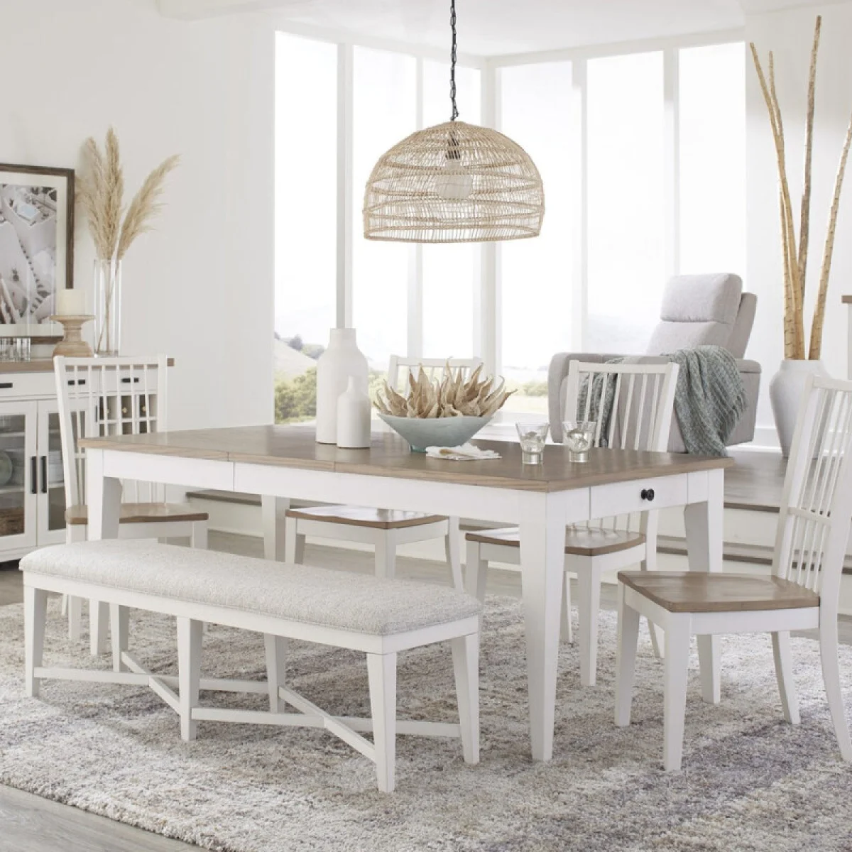 Americana Modern Dining Dining Table 60 In. X 38 In. Rect To 78 In. (18 In. Leaf) Dining Tables Cotton 4
