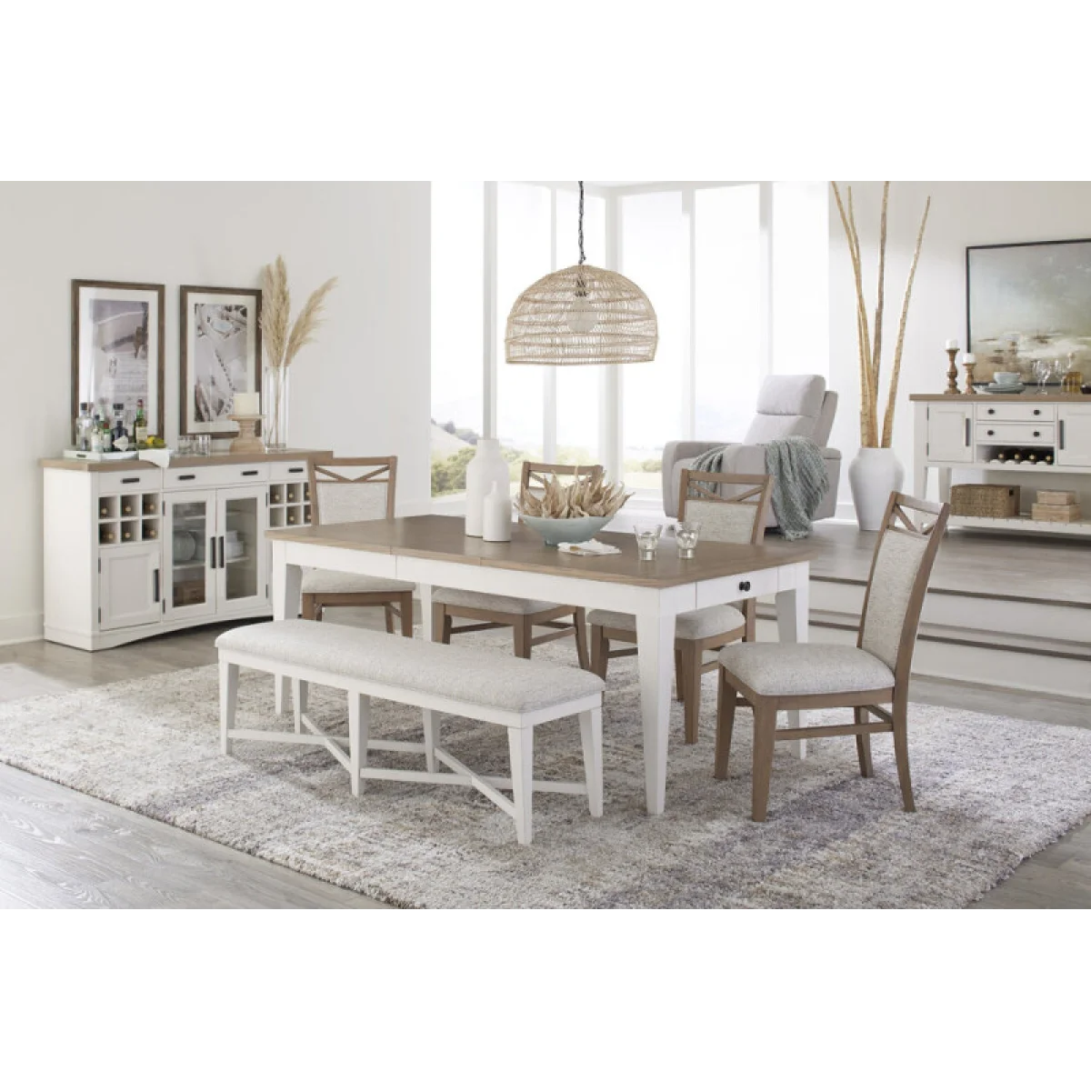 Americana Modern Dining Dining Table 60 In. X 38 In. Rect To 78 In. (18 In. Leaf) Dining Tables Cotton 6