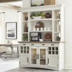 Americana Modern Dining 2pc 69 In. Buffet / Display Hutch With Quartz Insert Dining Storage Cotton 14