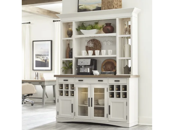 Americana Modern Dining 2pc 69 In. Buffet / Display Hutch With Quartz Insert Dining Storage Cotton