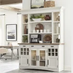 Americana Modern Dining 2pc 69 In. Buffet / Display Hutch With Quartz Insert Dining Storage Cotton 18
