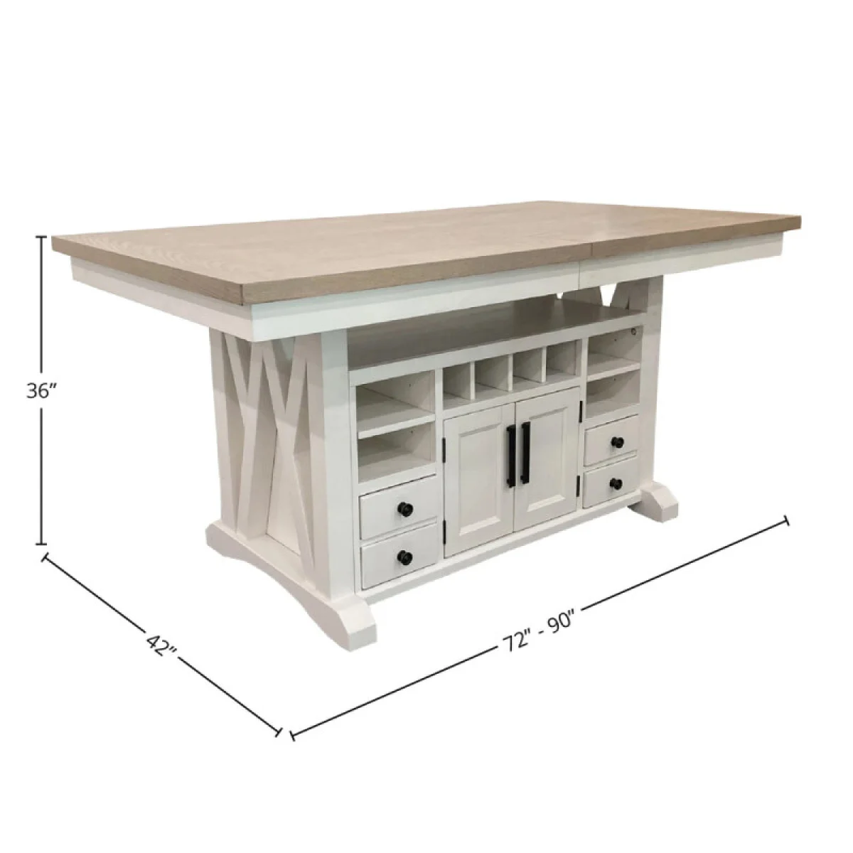 Americana Modern Dining Island Counter Height Table 72 In. X 42 In. To 90 In, (18 In Butterfly Leaf) Dining Tables Cotton 11