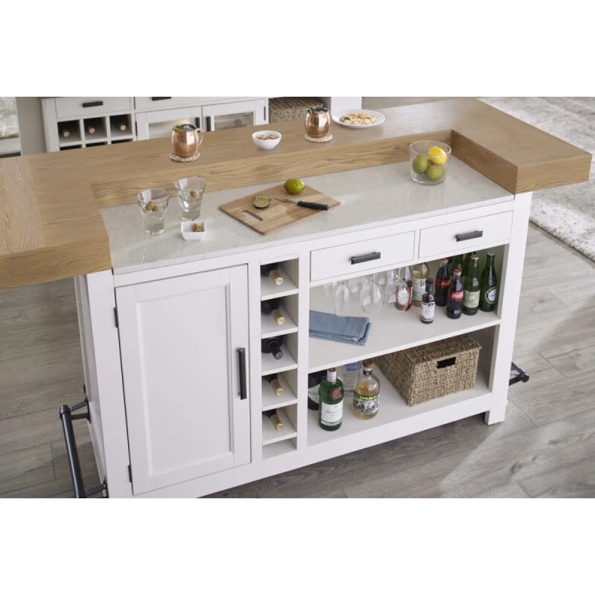 Americana Modern Dining Bar Complete 78 In. With Quartz Barstools Barstools 4