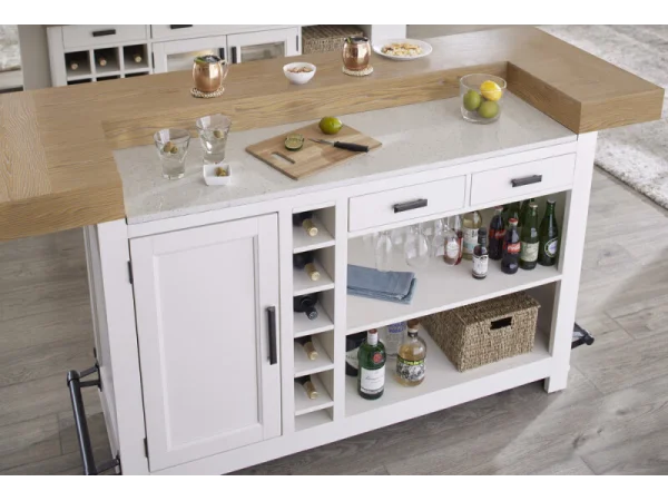 Americana Modern Dining Bar Complete 78 In. With Quartz Barstools Barstools