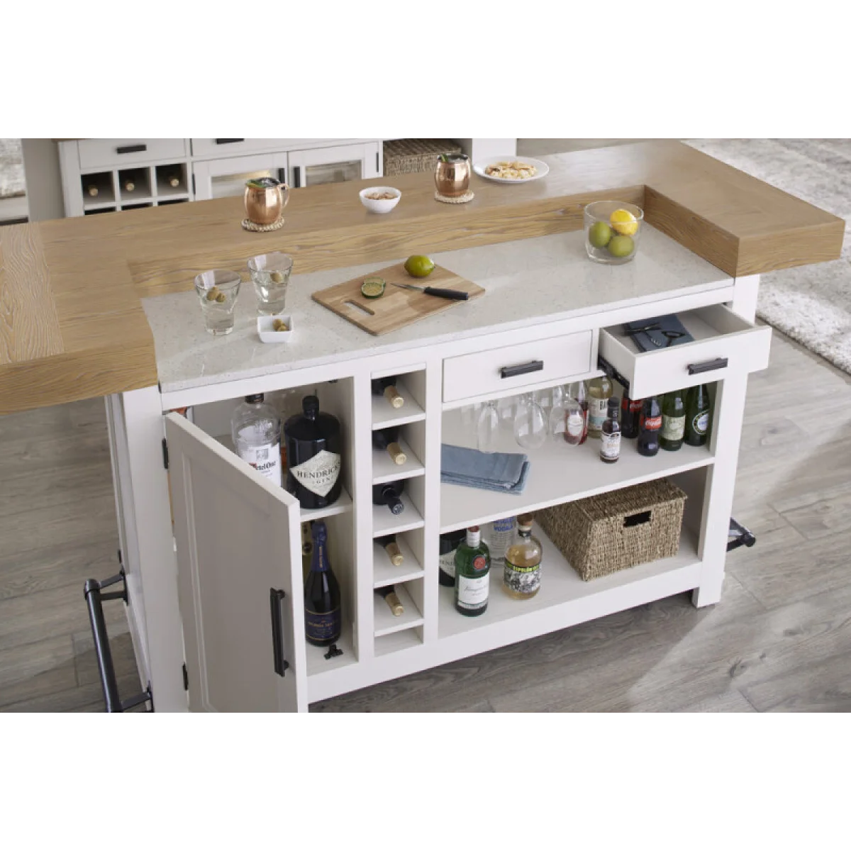 Americana Modern Dining Bar Complete 78 In. With Quartz Barstools Barstools 6