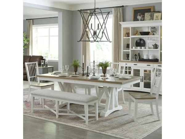 Americana Modern Dining Dining Table 88 In. X 42 In. Trestle To 112 In. (24 In. Butterfly Leaf) Dining Tables Cotton