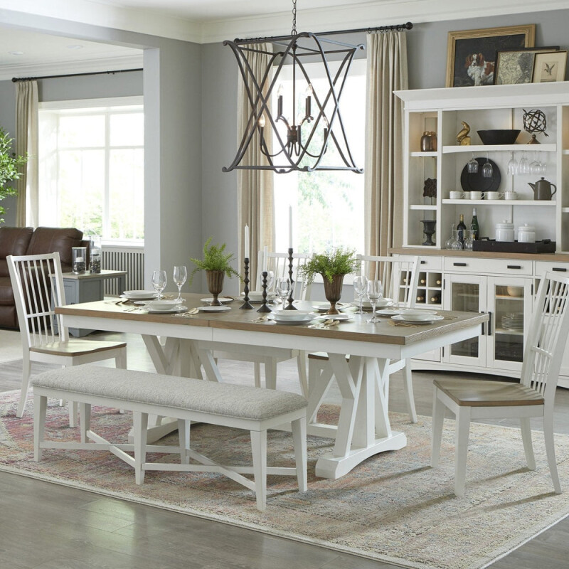 Americana Modern Dining Dining Table 88 In. X 42 In. Trestle To 112 In. (24 In. Butterfly Leaf)
