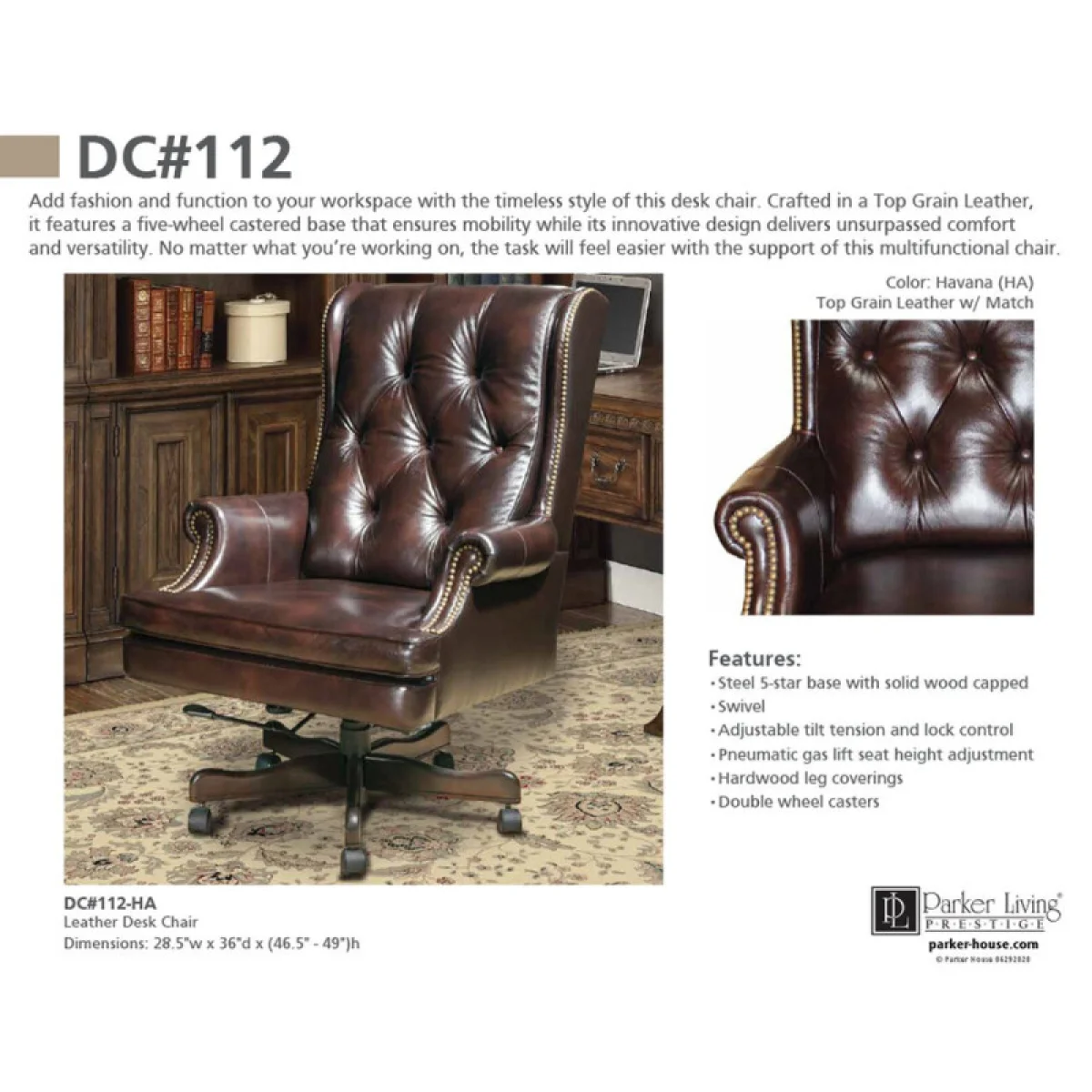 Dc#112-ha – Desk Chair Leather Desk Chair Office Chairs Brown 11