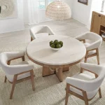 Escape Dining 54″ Round Table Dining Tables Cream 12