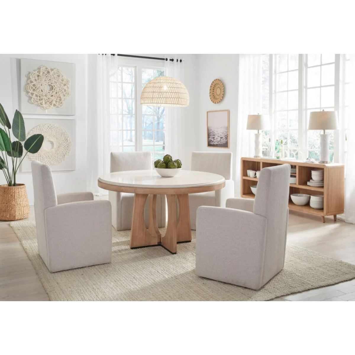 Escape Dining 54″ Round Table Dining Tables Cream 6