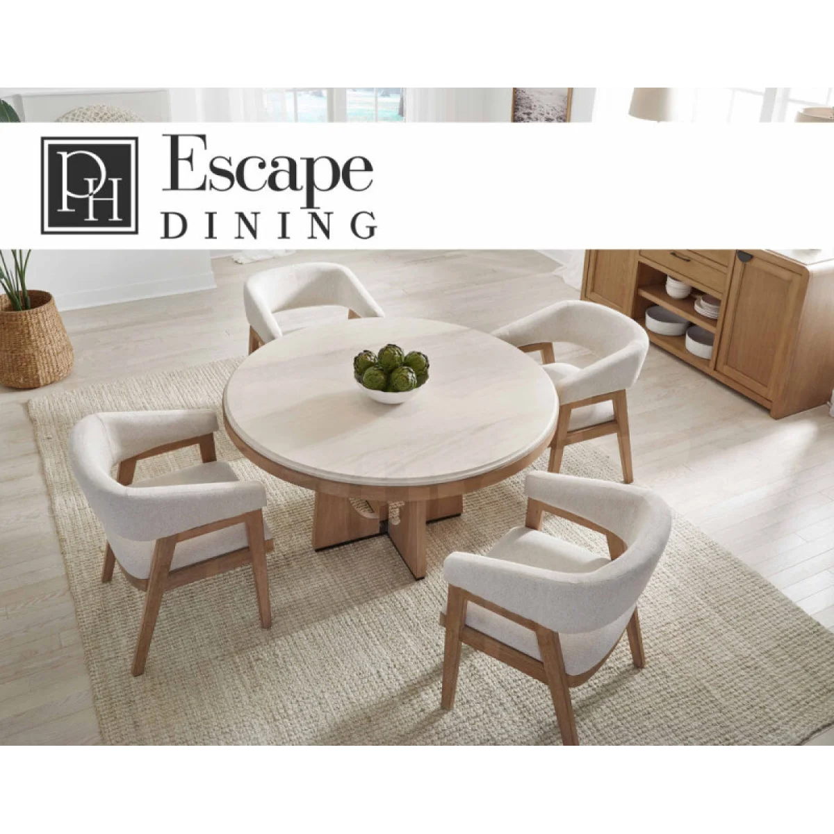 Escape Dining 54″ Round Table Dining Tables Cream 10