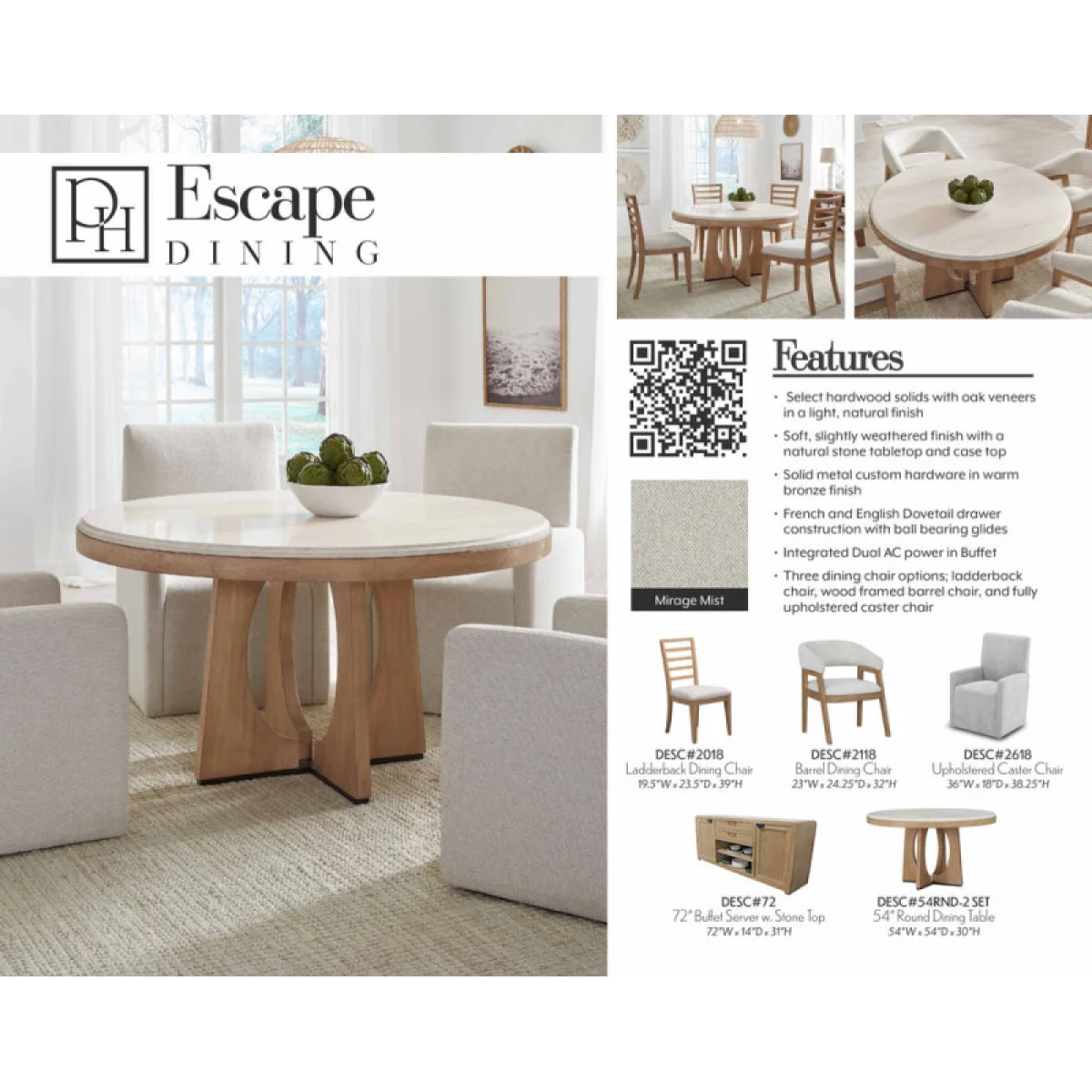 Escape Dining 54″ Round Table Dining Tables Cream 11
