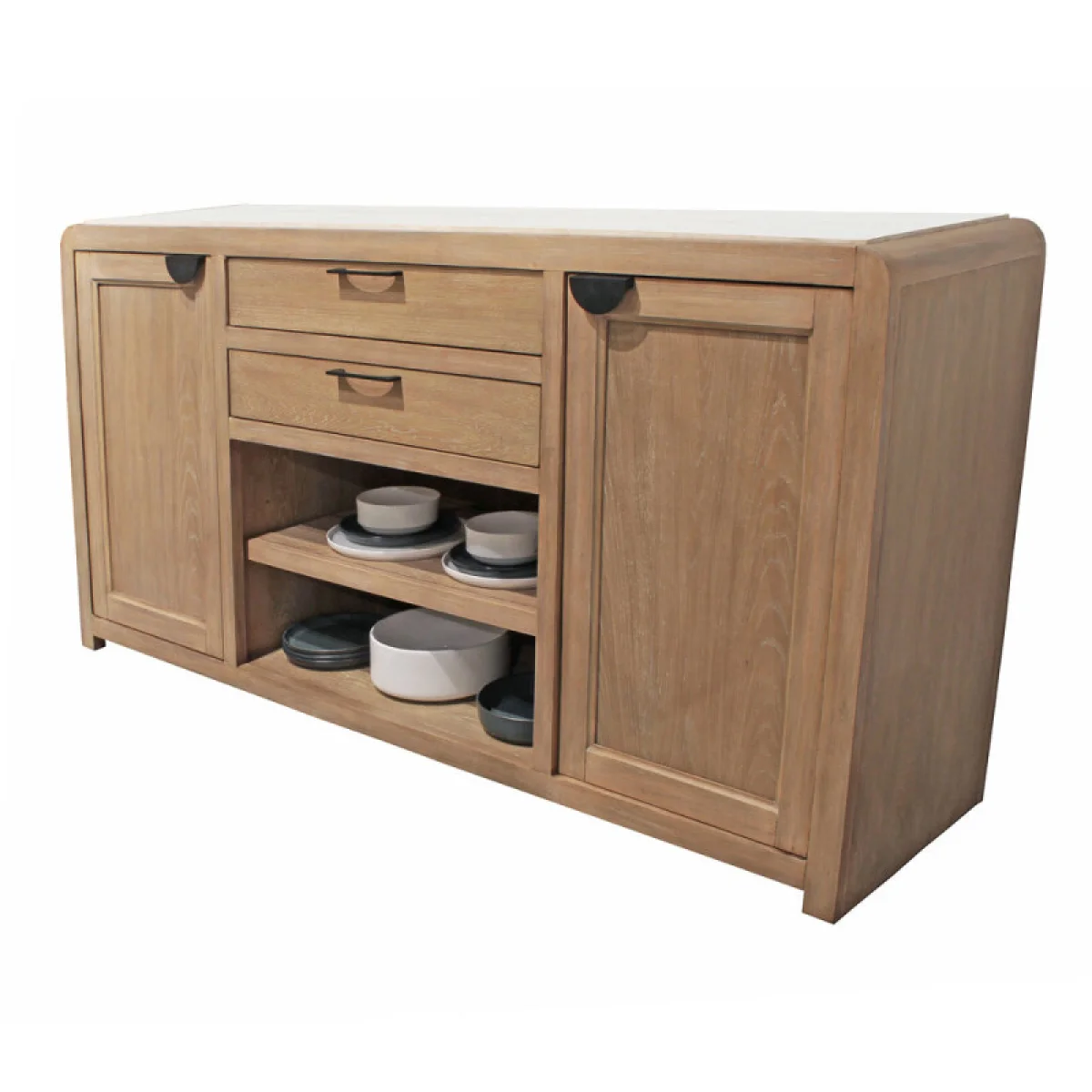 Escape Dining 72″ Buffet Server With Stone Top Dining Storage Brown 6