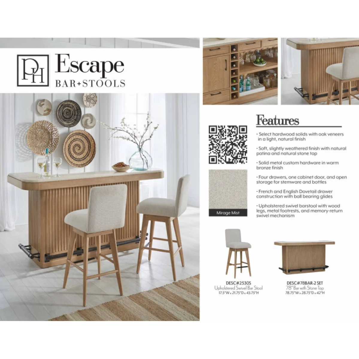 Escape Dining 78″ Bar With Stone Top Bar Furniture Bar Furniture 13