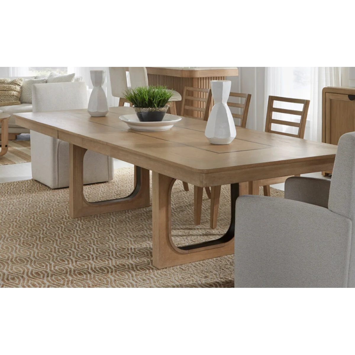 Escape Dining 84″ Rectangular Table W/ 2x 18″ Leaves Dining Tables Cream 10