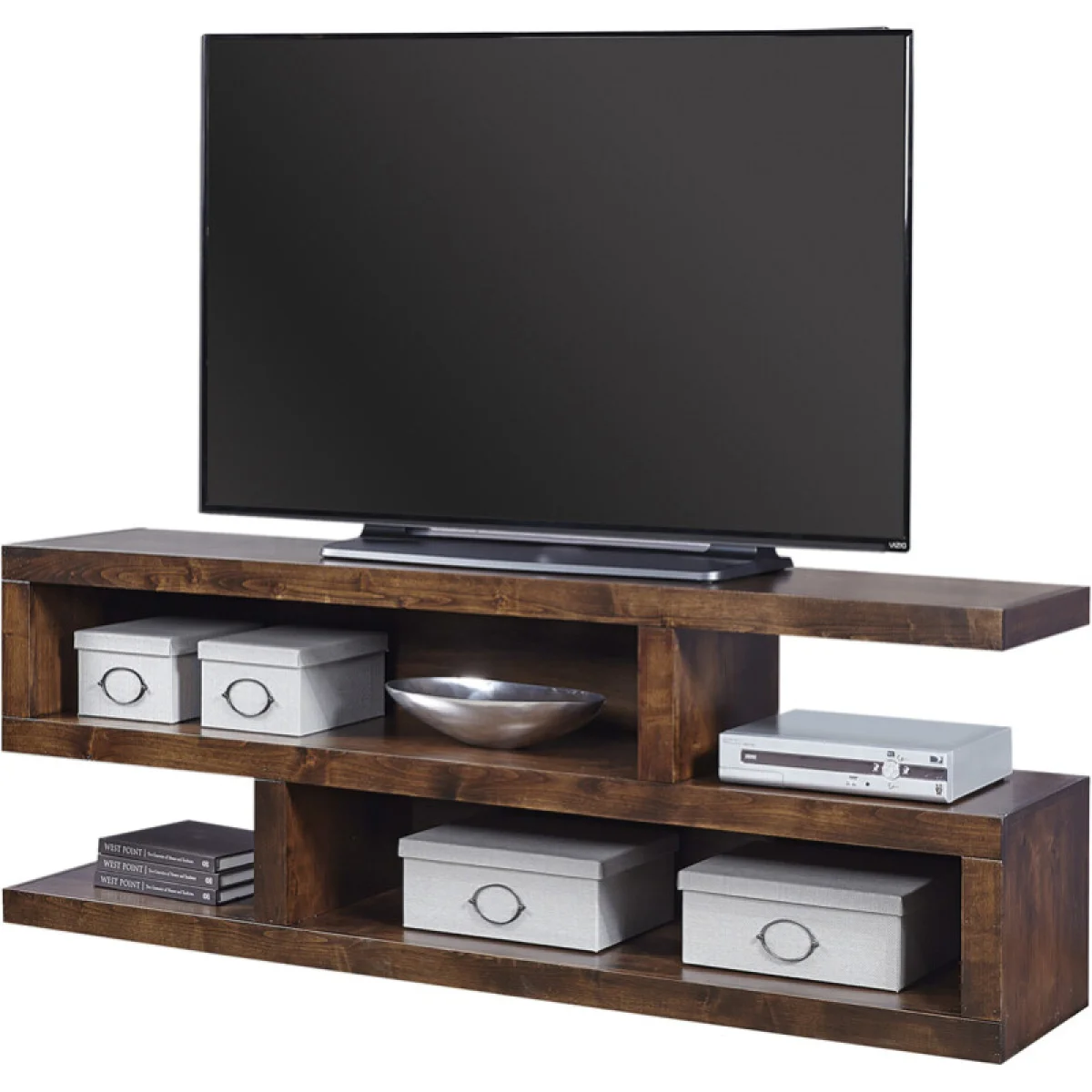 Contemporary Alder 74″ Open S Console Entertainment Stands Aspen Home 7